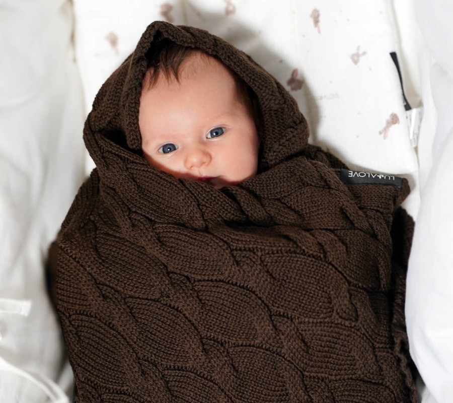 Kocyk z wełny merino - czekolada, kolekcja PREMIUM / Lullalove