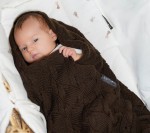 Kocyk z wełny merino - czekolada, kolekcja PREMIUM / Lullalove