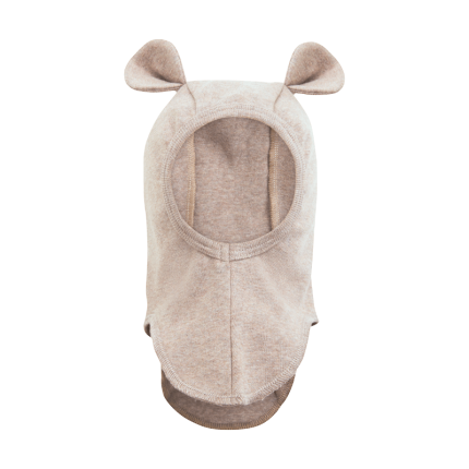 Kominiarka bawełniana z uszkami misia - Camel Melange / HUTTEliHUT