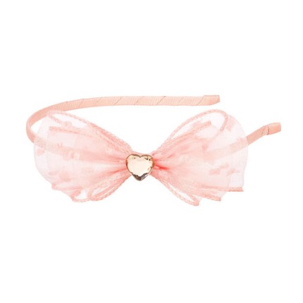 Opaska z kokardą i serduszkiem różowa Leah / Souza!