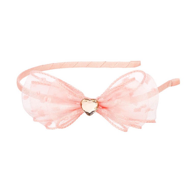 Opaska z kokardą i serduszkiem różowa Leah / Souza!