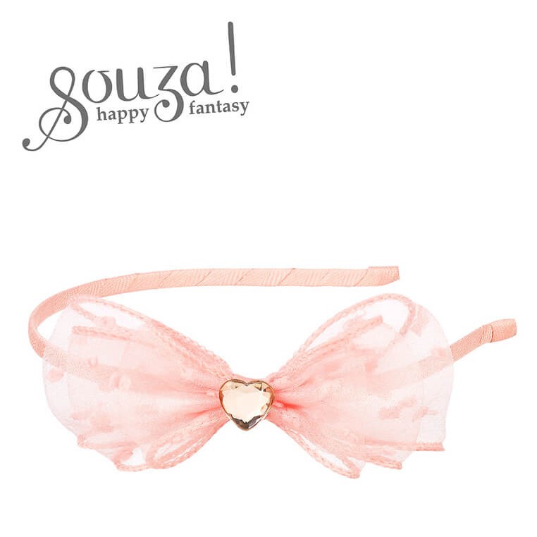 Opaska z kokardą i serduszkiem różowa Leah / Souza!