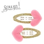 Spinki do włosów złote z różowym serduszkiem Aty, 2szt. / Souza!