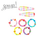 Zestaw tęczowych spinek i gumek do włosów Beryl, 7szt. / Souza!
