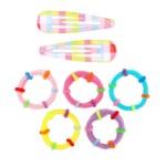 Zestaw tęczowych spinek i gumek do włosów Beryl, 7szt. / Souza!