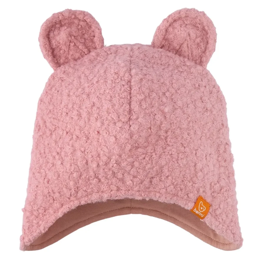 Zimowa czapka BOUCLE z uszami misia - różowa / Benni