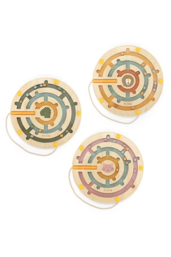 Drewniany okrągły labirynt magnetyczny - Lew / Trixie