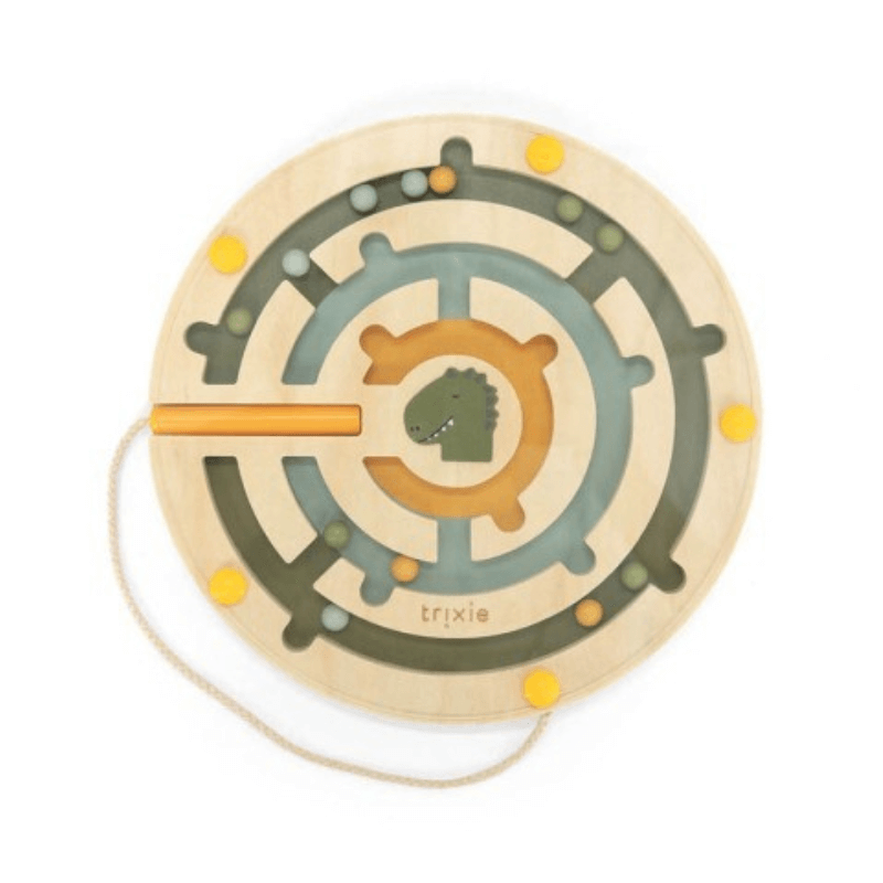 Drewniany okrągły labirynt magnetyczny - Dinozaur / Trixie
