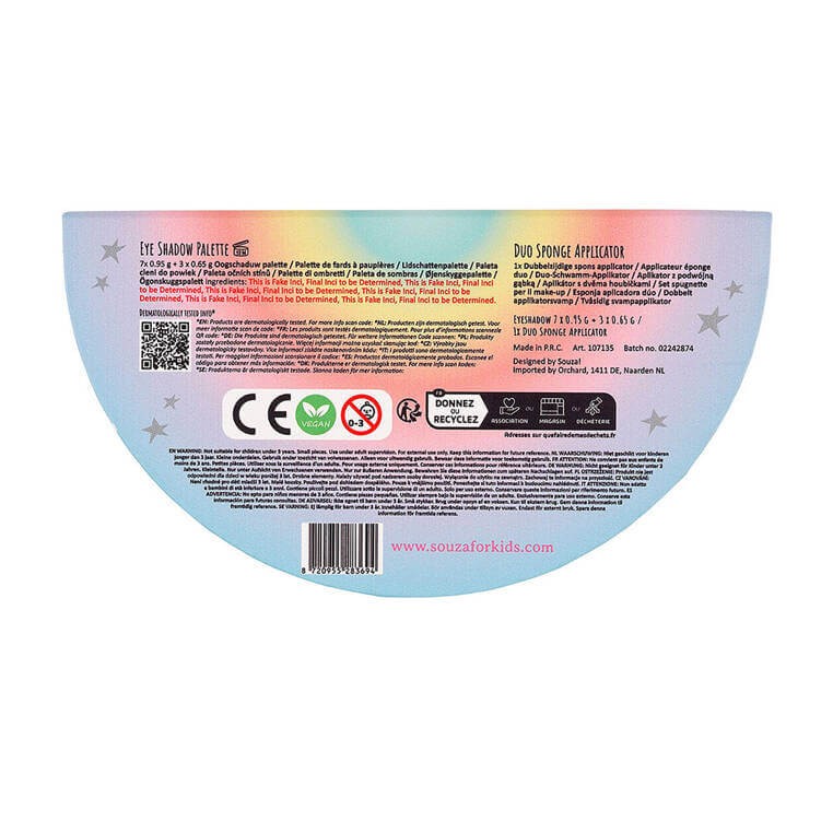 Paleta cieni do powiek z lusterkiem dla dzieci 11 el. Jednorożec / Souza!