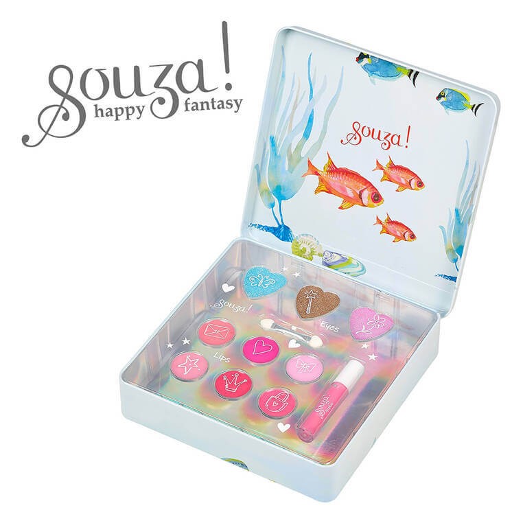 Kosmetyki do makijażu dla dzieci w metalowej kasetce zestaw 11 el. Syrenka / Souza!