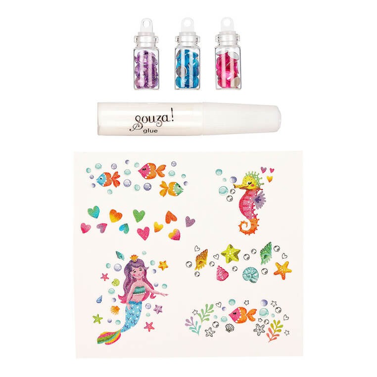 Tatuaże brokatowe z kryształkami Syrenka 5 el. / Souza!