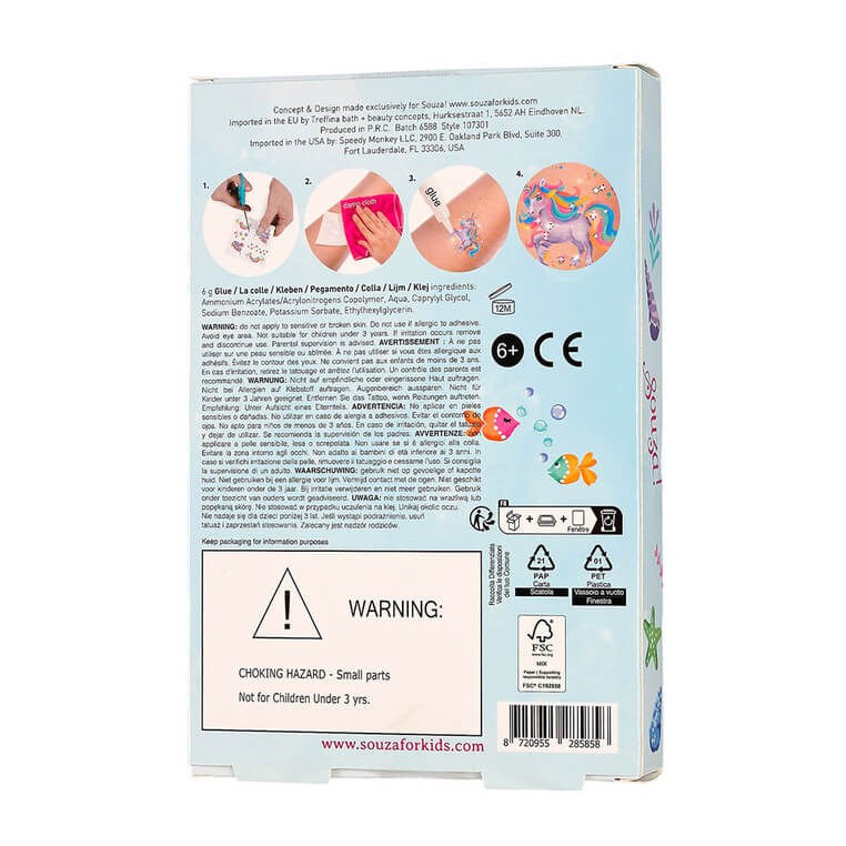 Tatuaże brokatowe z kryształkami Syrenka 5 el. / Souza!