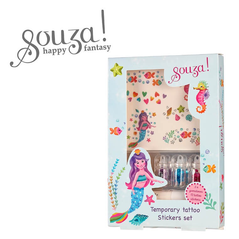 Tatuaże brokatowe z kryształkami Syrenka 5 el. / Souza!