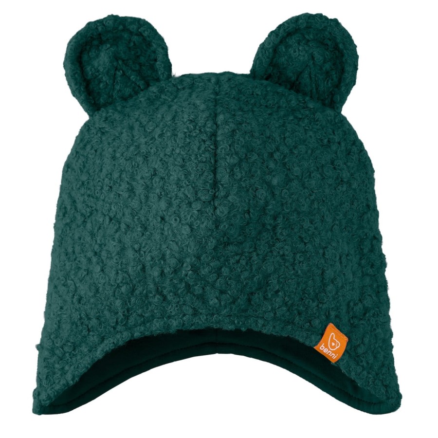 Zimowa czapka BOUCLE z uszami misia - zielona / Benni