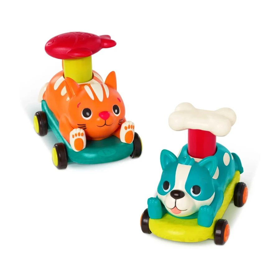 Zestaw autek PawMobiles - kot i pies z napędem push&go / B.toys