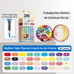 Markery akrylowe płynne z pędzelkową końcówką - 36 kolorów w tubie / Mideer