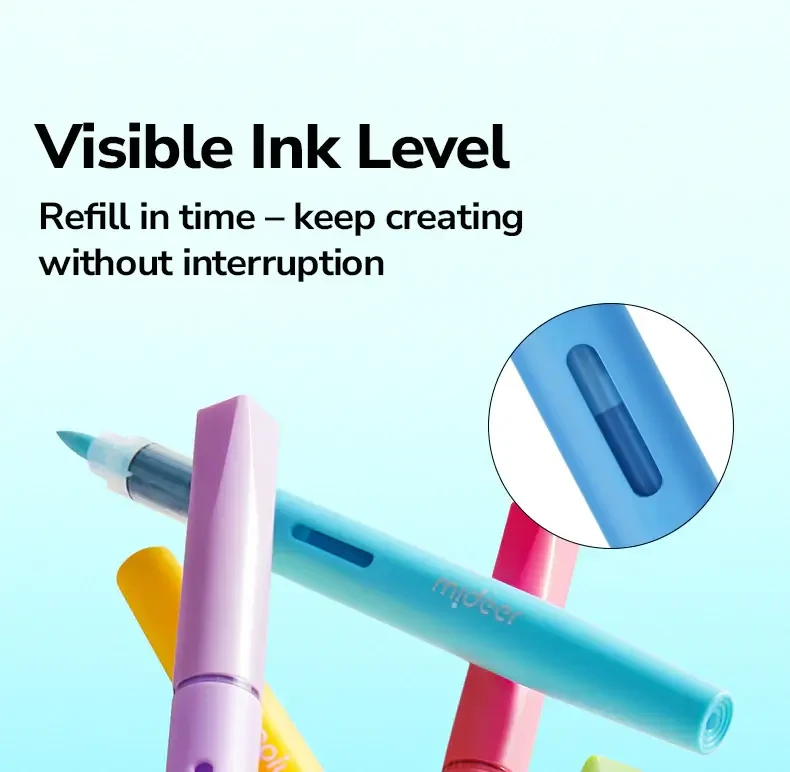 Markery akrylowe płynne z pędzelkową końcówką - 36 kolorów w tubie / Mideer