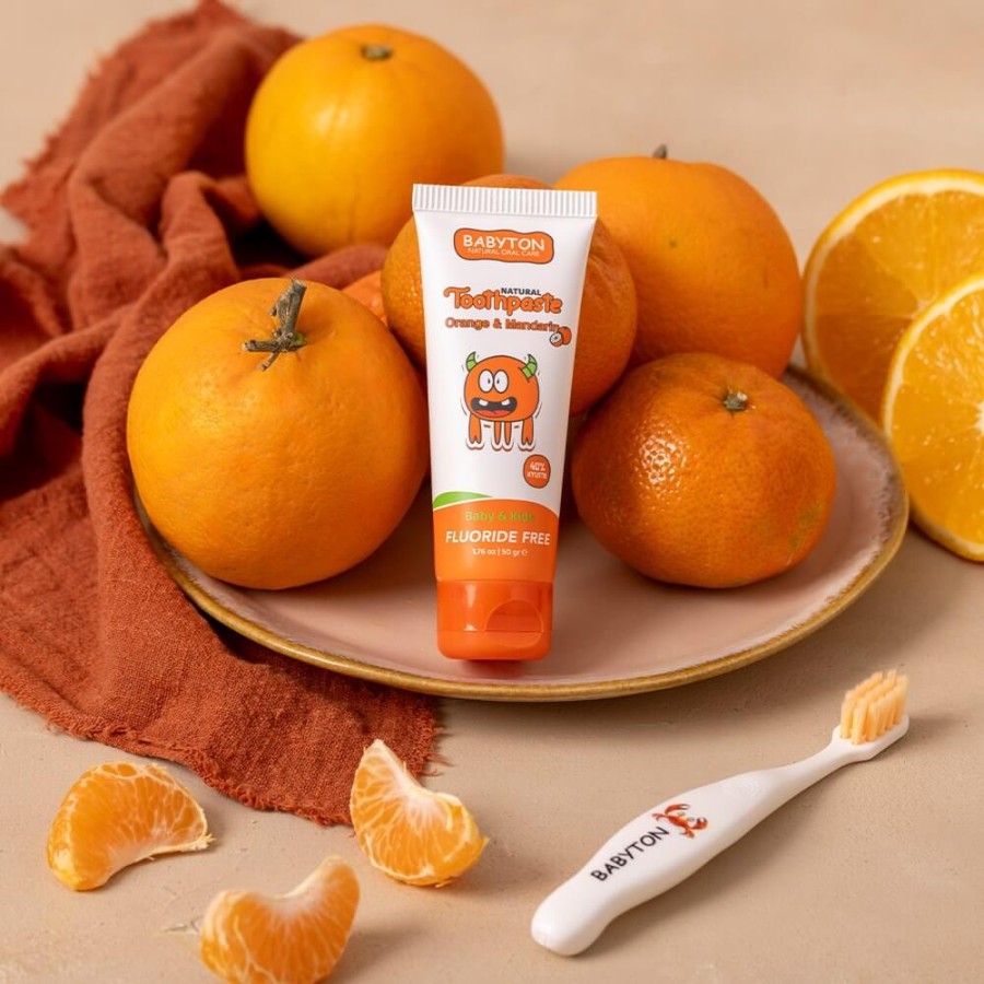 Naturalna pasta do zębów dla dzieci bez fluoru, 50g - słodkie cytrusy / Babyton