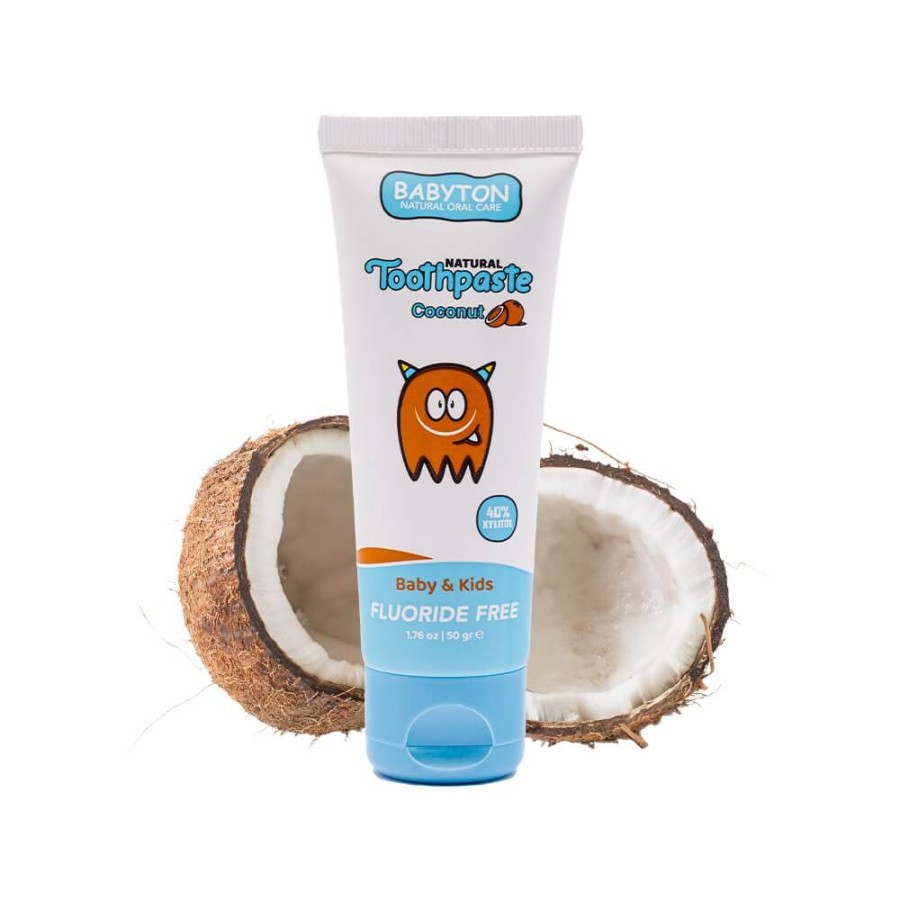 Naturalna pasta do zębów dla dzieci bez fluoru, 50g - kokosowa / Babyton
