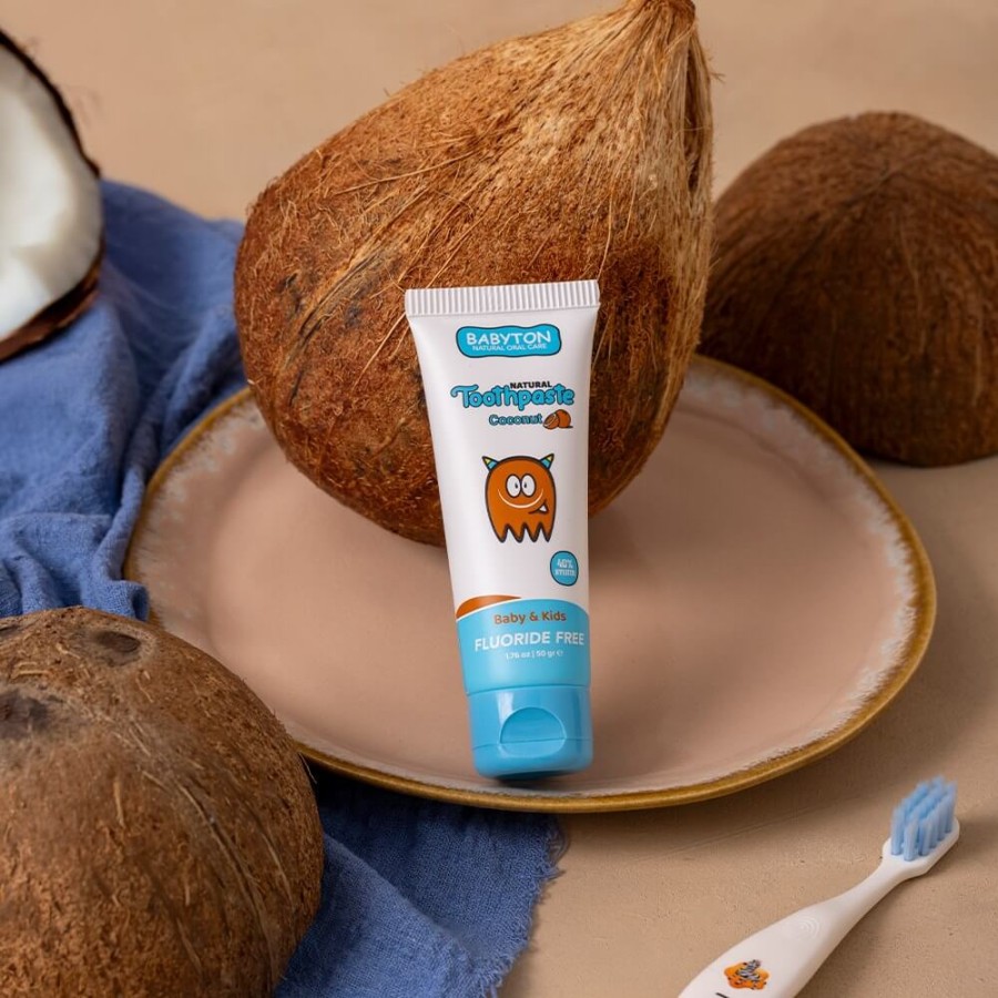 Naturalna pasta do zębów dla dzieci bez fluoru, 50g - kokosowa / Babyton