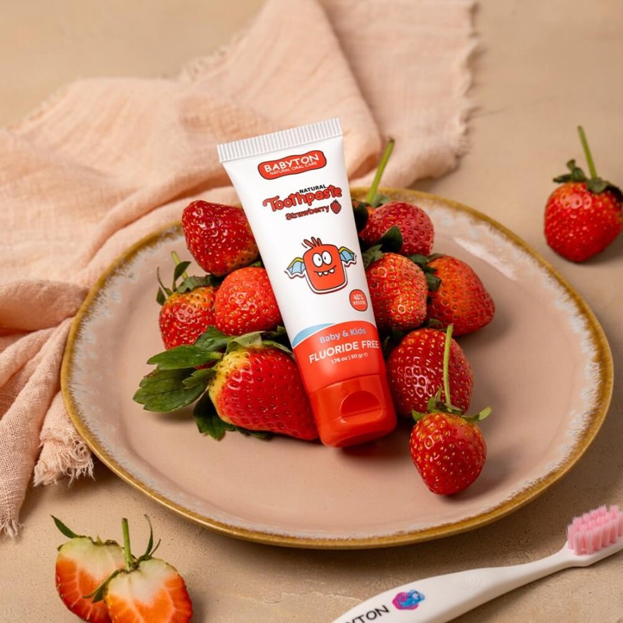 Naturalna pasta do zębów dla dzieci bez fluoru, 50g - truskawkowa / Babyton