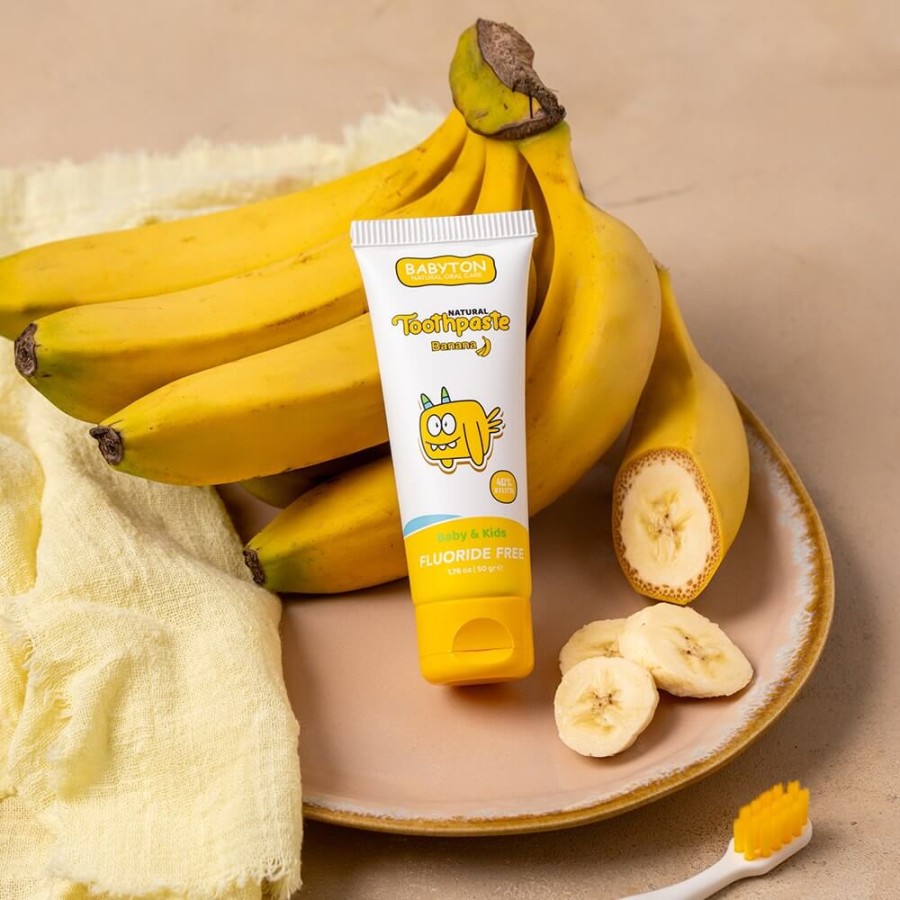 Naturalna pasta do zębów dla dzieci bez fluoru, 50g - bananowa / Babyton