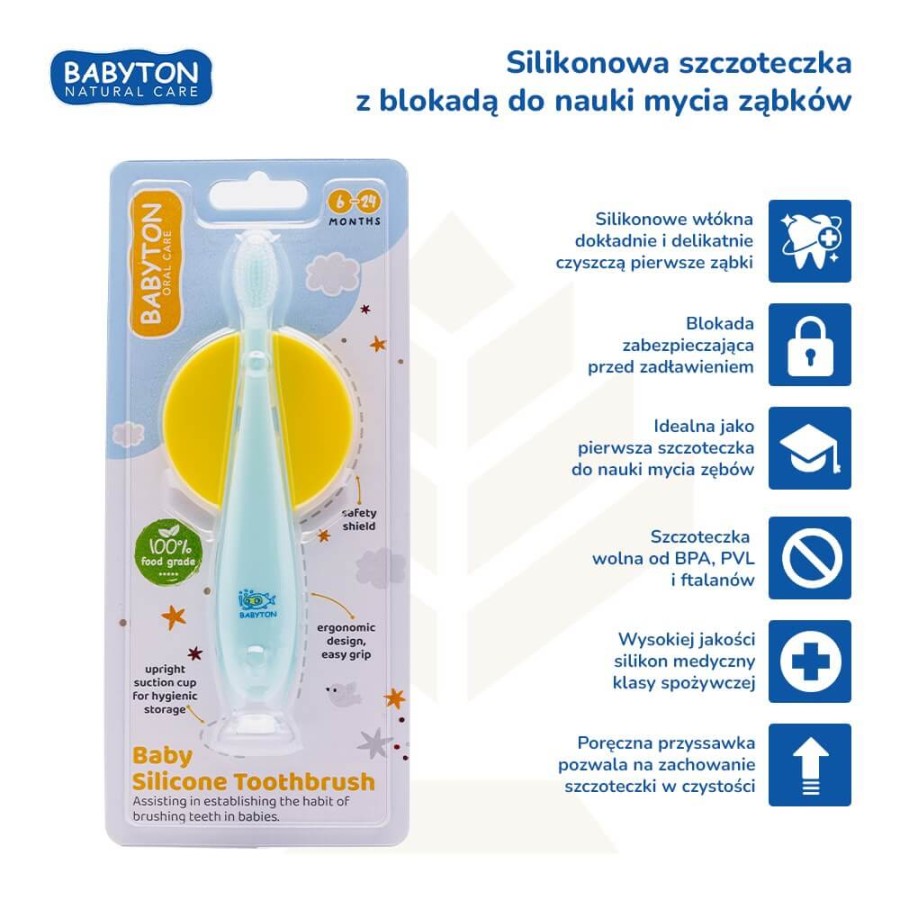 Silikonowa szczoteczka do zębów dla niemowląt, 6-24m / Babyton