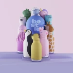 Butelka termiczna ze słomką Bestie, 460 ml - Czarna Owca / Asobu