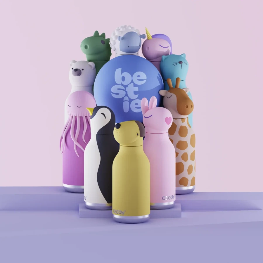 Butelka termiczna ze słomką Bestie, 460 ml - Czarna Owca / Asobu