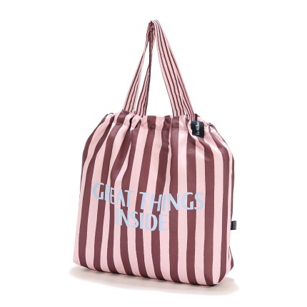Shopper Bag z kieszonką HYGGE - STRIPES PINK / La Millou