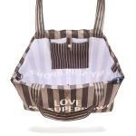 Shopper Bag z kieszonką HYGGE - STRIPES BROWN / La Millou