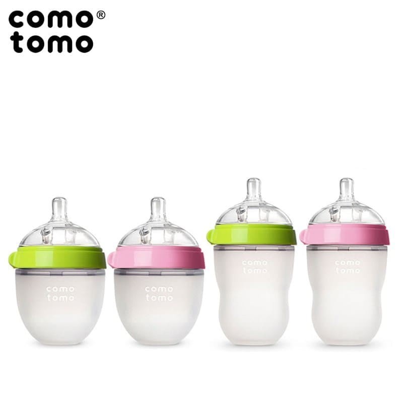 Antykolkowa butelka silikonowa 250 ml Pink BABY / Comotomo
