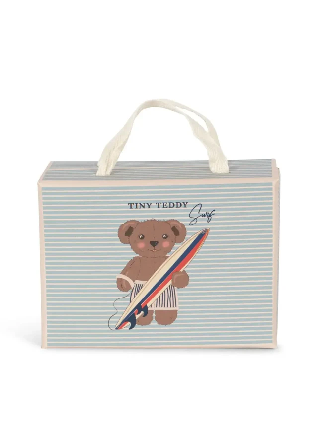 Pluszowy Miś podróżnik w pudełku - blue stripe / Konges Slojd