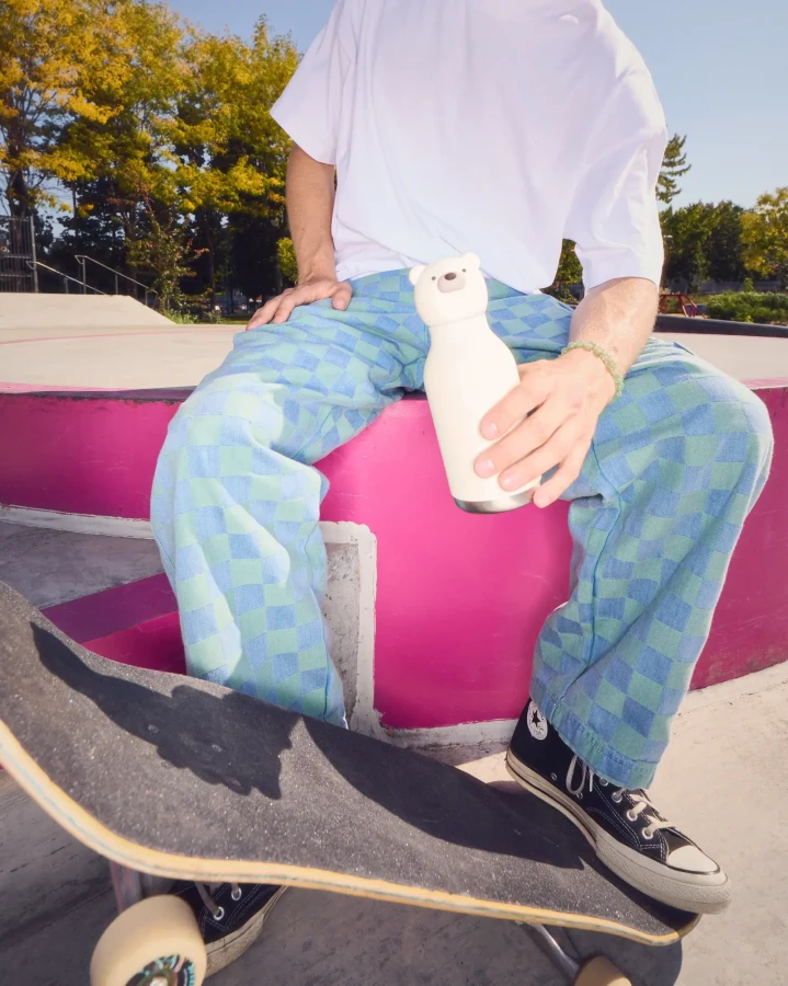 Butelka termiczna ze słomką Bestie, 460 ml - Niedźwiedź polarny / Asobu