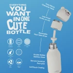 Butelka termiczna ze słomką Bestie, 460 ml - Niedźwiedź polarny / Asobu