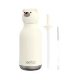 Butelka termiczna ze słomką Bestie, 460 ml - Niedźwiedź polarny / Asobu