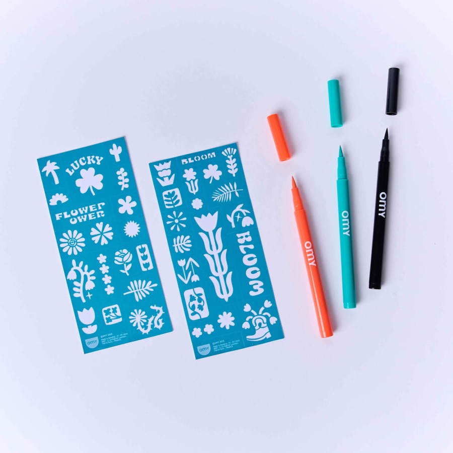 Zestaw 3 markerów do tworzenia tatuaży - Flower Power / OMY