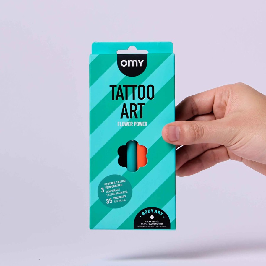 Zestaw 3 markerów do tworzenia tatuaży - Flower Power / OMY