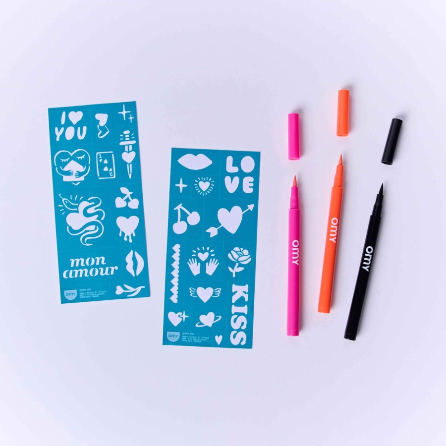 Zestaw 3 markerów do tworzenia tatuaży - I love you / OMY