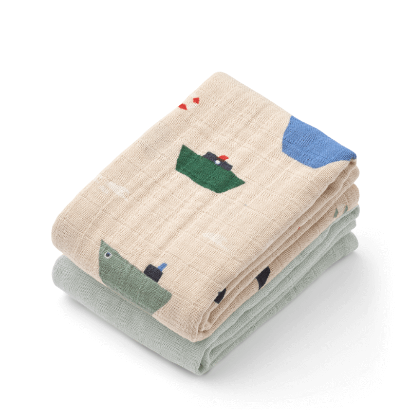 Chusteczki muślinowe Lewis, 2 szt. - Sailing, dove blue mix / Liewood