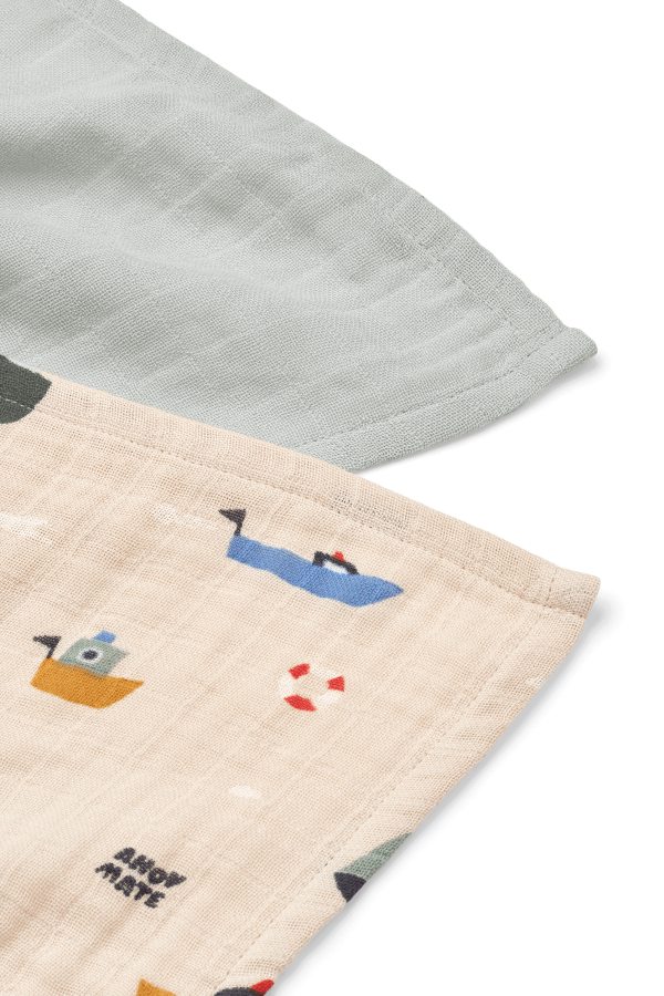 Chusteczki muślinowe Lewis, 2 szt. - Sailing, dove blue mix / Liewood