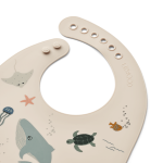 Silikonowy śliniak z kieszonką Tilda 2-pak - Sea creature, Sandy / Liewood