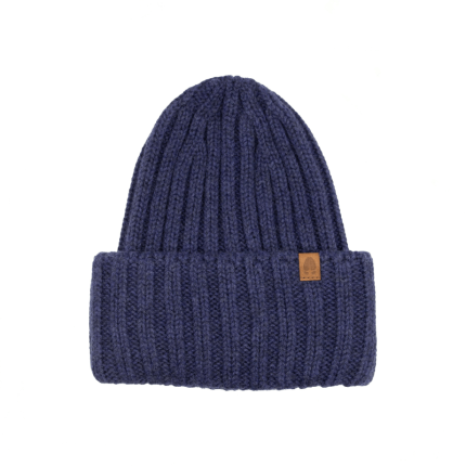 Czapka w prążek 100% wełny merino Rosomak - jeansowy / Kopyto