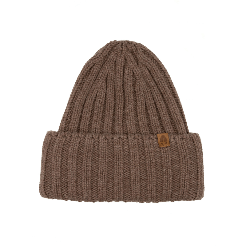 Czapka w prążek 100% wełny merino Rosomak - mokka / Kopyto