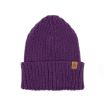 Czapka w prążek 100% wełny merino Ryś - fioletowy / Kopyto