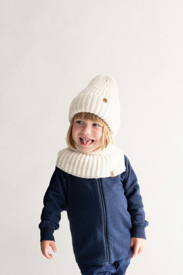 Komin golf dziecięcy z puchatej przędzy Bubo - naturalny / Kopyto