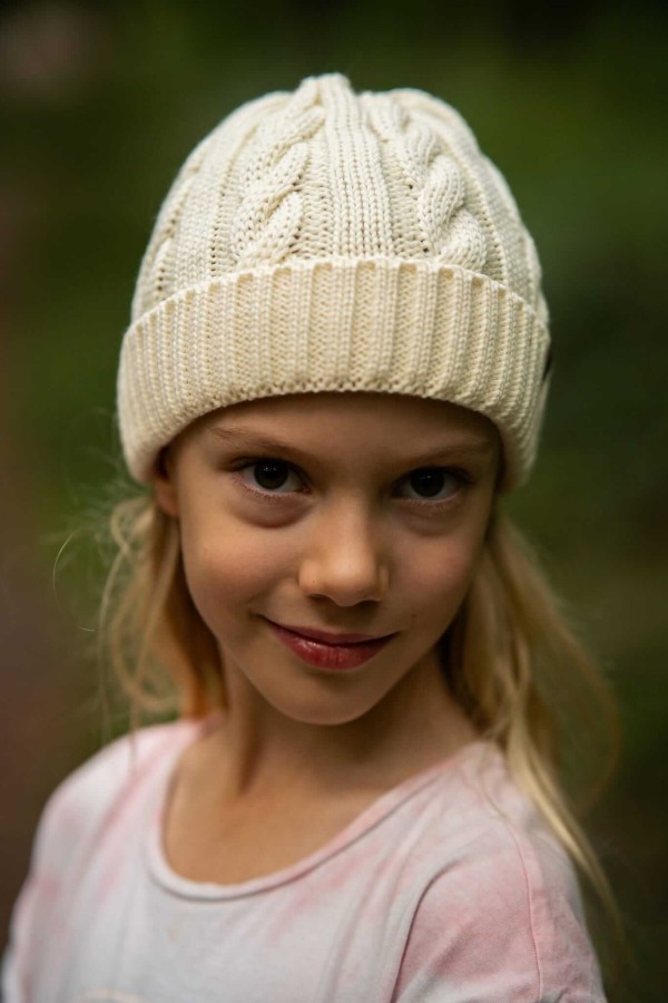 Czapka warkocz 100% wełny merino Owieczka - kremowy / Kopyto