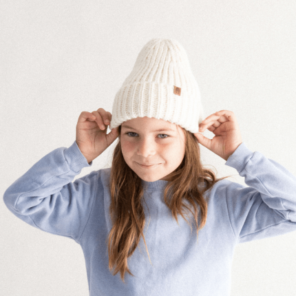 Czapka z wełny i bawełny Sówka - naturalny / Kopyto