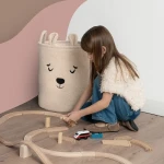 Zamykany kosz na ściągacz do przechowywania zabawek, BOUNCLE PREMIUM - Beżowy Miś / SIPO