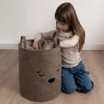Zamykany kosz na ściągacz do przechowywania zabawek, BOUNCLE PREMIUM - Brązowy Miś / SIPO